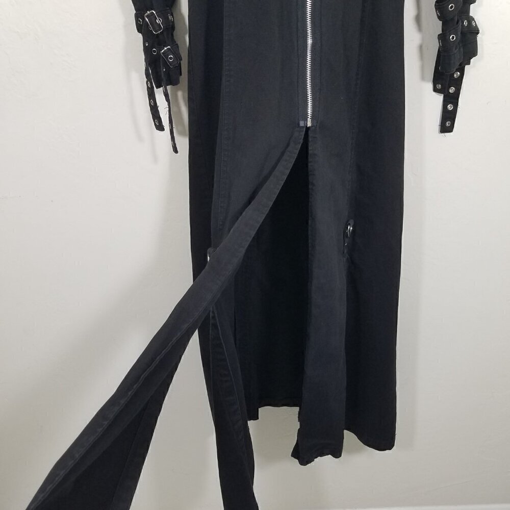 Tripp nyc Trench Coat Corset Goth Punk Emo Grommit Size L - Picture 5 of 11
